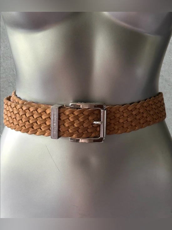 Michael Kors Accessories - Michael Kors Braided Brown Leather Belt with Silver Buckle